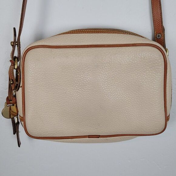 Dooney & Bourke Camera Zip Top Crossbody Bag Leather Cream Beige Brown - Picture 3 of 15